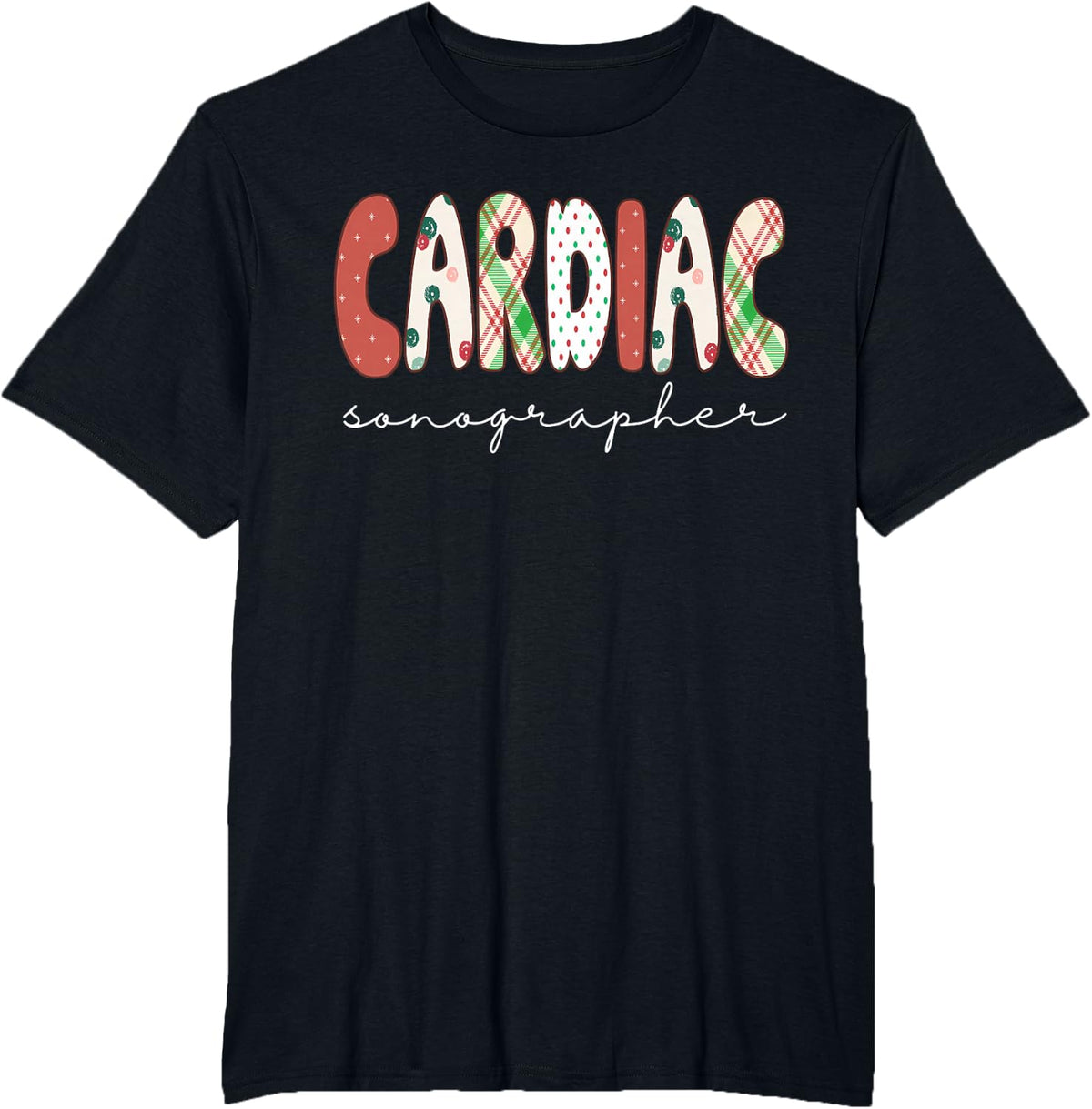 Christmas Cardiac Sonographer Ultra Tech Echocardiographer T-Shirt - Black