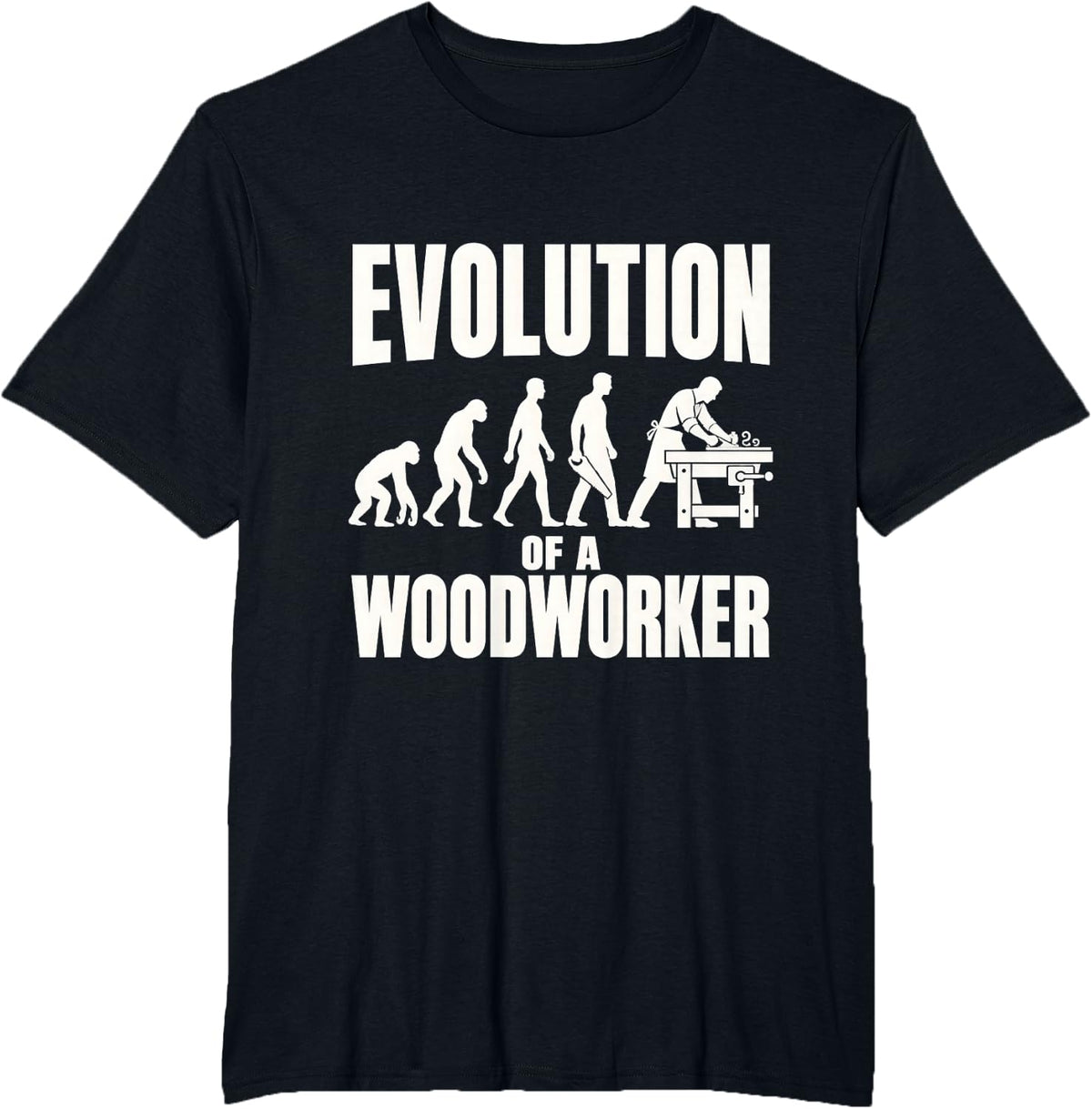 Woodworking Evolution of A Woodworker Funny Carpenter T-Shirt - Black