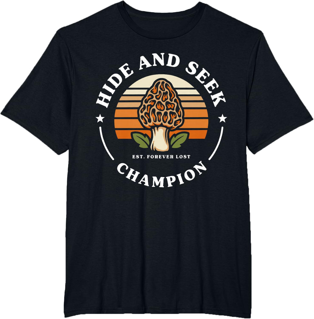 Funny Morel Mushroom Seek Champion Foraging T-Shirt - Black