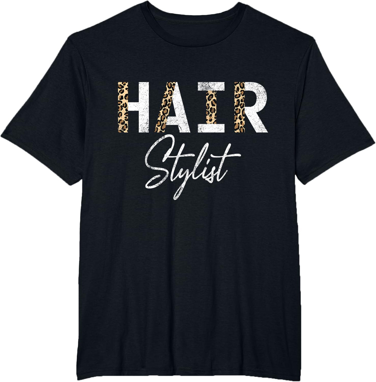 Vintage Hair Stylist Leopard Hair Stylist T-Shirt - Black