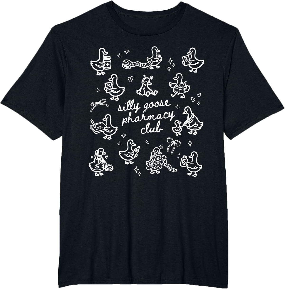 Vintage Silly Goose Pharmacy Club Pharmacist Tech Student T-Shirt - Black