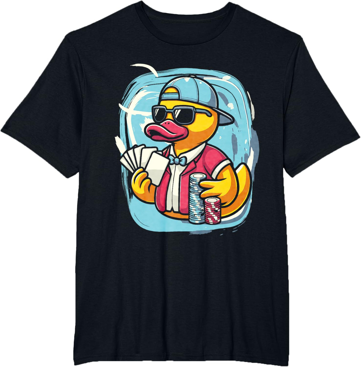 Poker Rubber Duck Playing Cards Gambling T-Shirt - Black