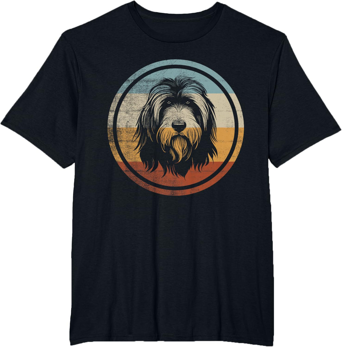 Retro Style Vintage Design Bearded Collie Dog T-Shirt - Black