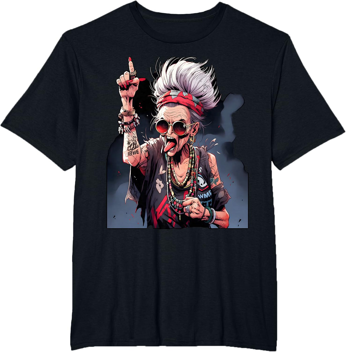 Grandma's Punk Revolution: Edgy Graphic for Rebels T-Shirt - Black