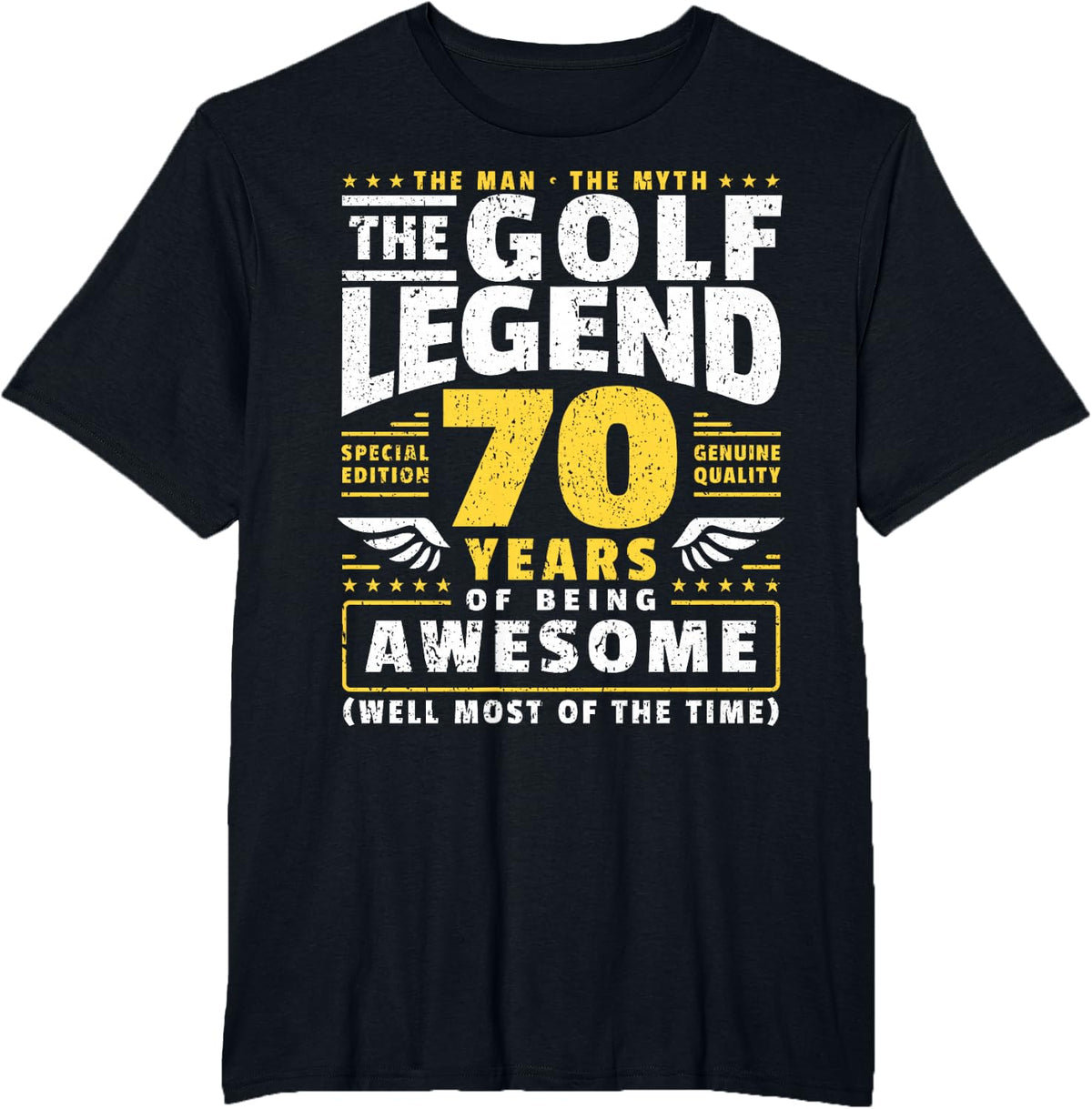 70th Birthday Golf Player 70 Years Old Golfer T-Shirt - Black