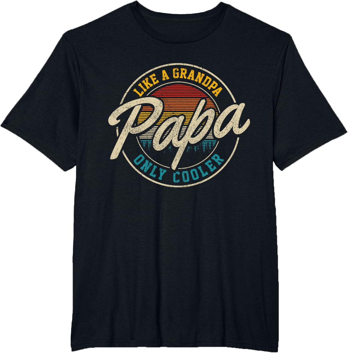 Papa Like A Grandpa Only Cooler Funny Vintage Father's Day T-Shirt - Black
