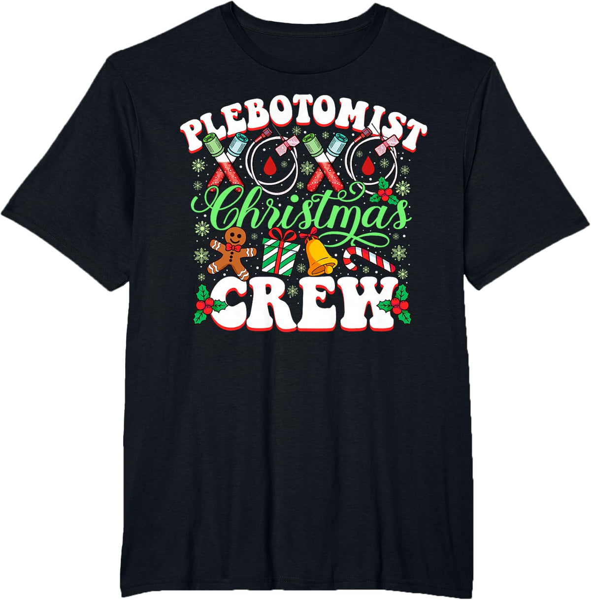 Phlebotomist Christmas Crew Xmas Matching Funny Job Team T-Shirt - Black