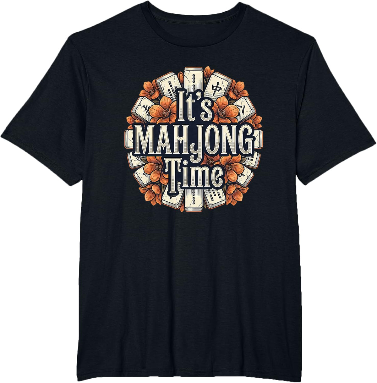 Humor It's Mahjong Time T-Shirt - Black