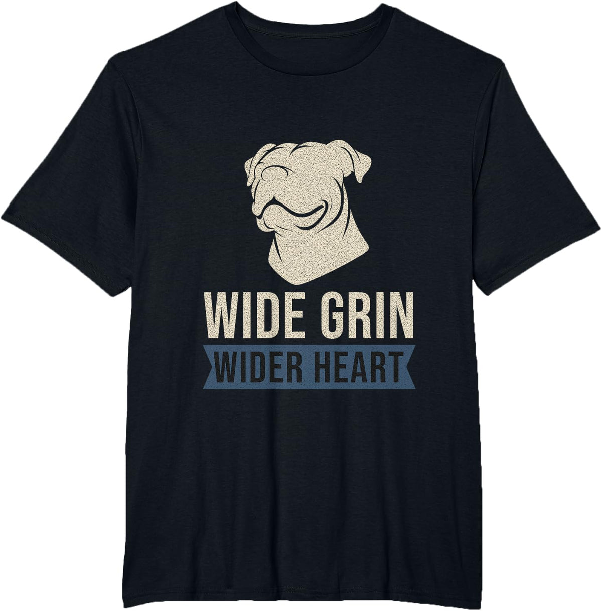 Staffordshire Bull Terrier - Wide Grin Wider Heart T-Shirt - Black
