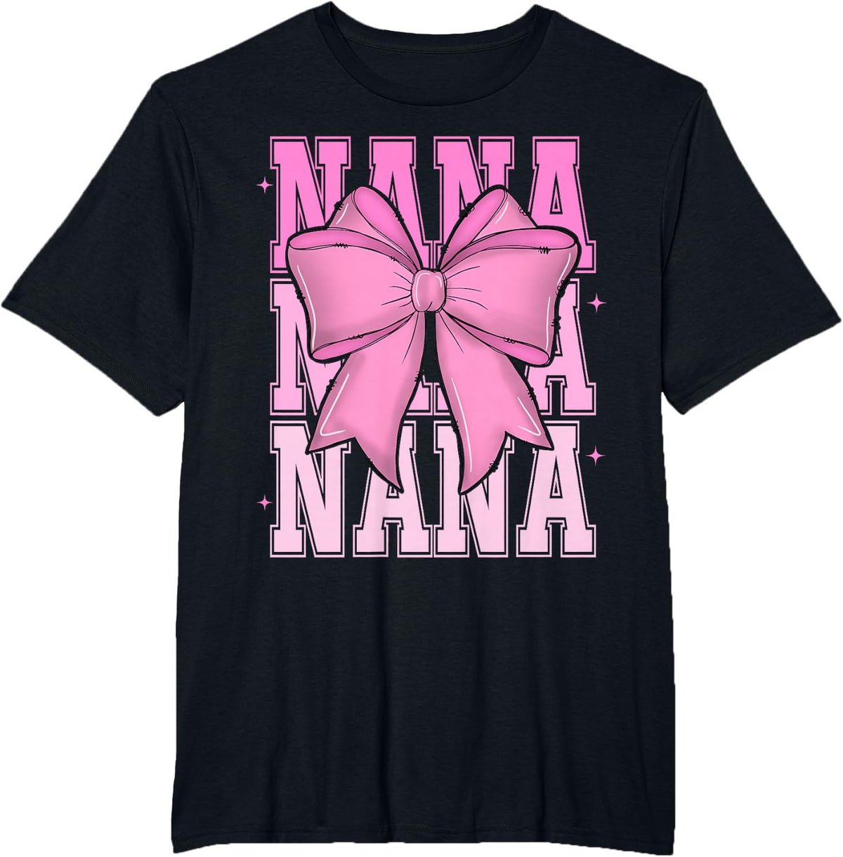 Retro Nana Coquette Bow Nana Valentine Day Mother's Day T-Shirt - Black