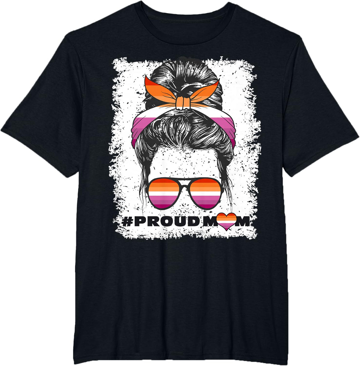 Lesbian Pride Flag Proud Mom T-Shirt - Black