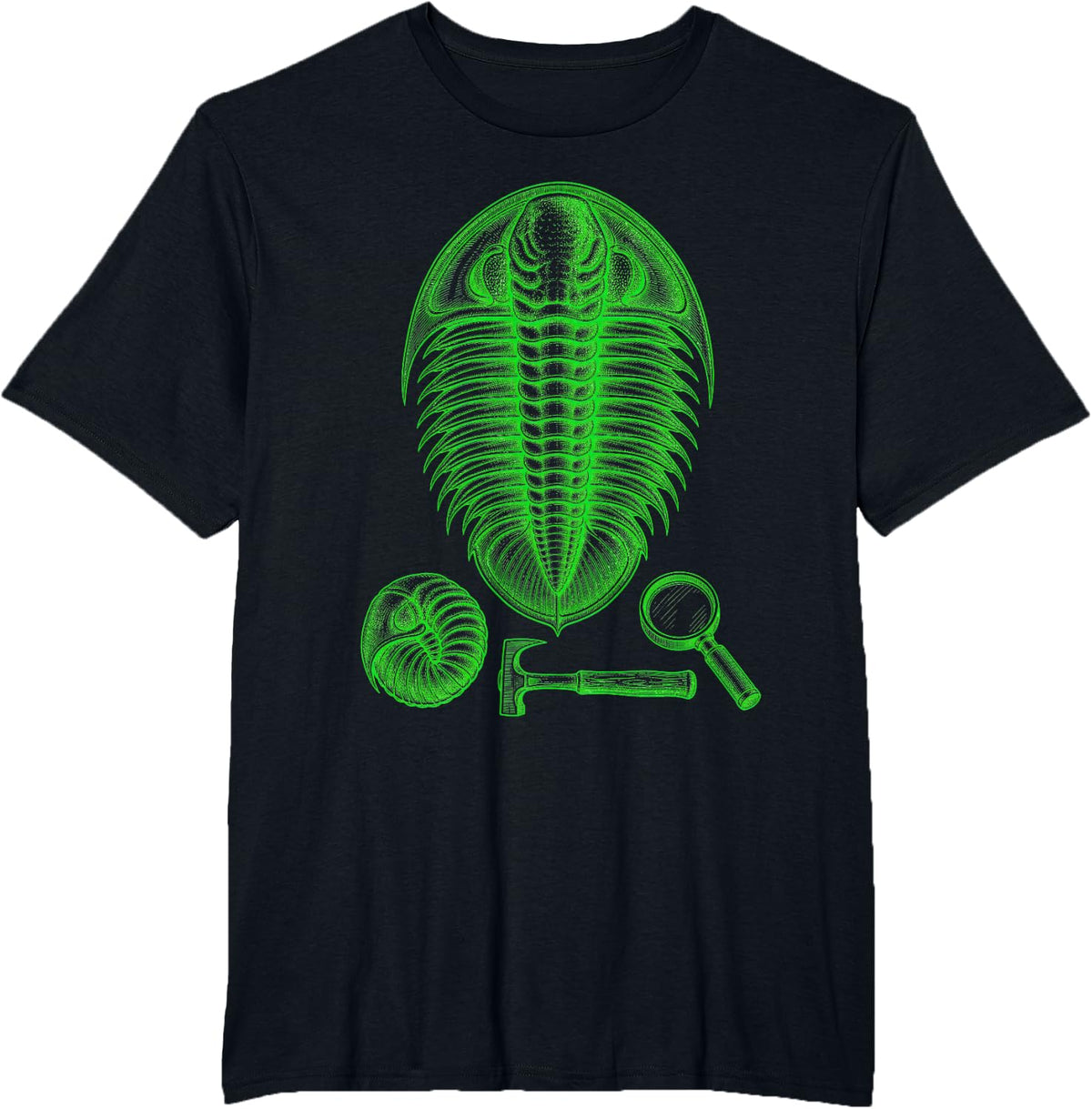 Trilobite Fossil Paleontology Vintage Geology Science T-Shirt - Black