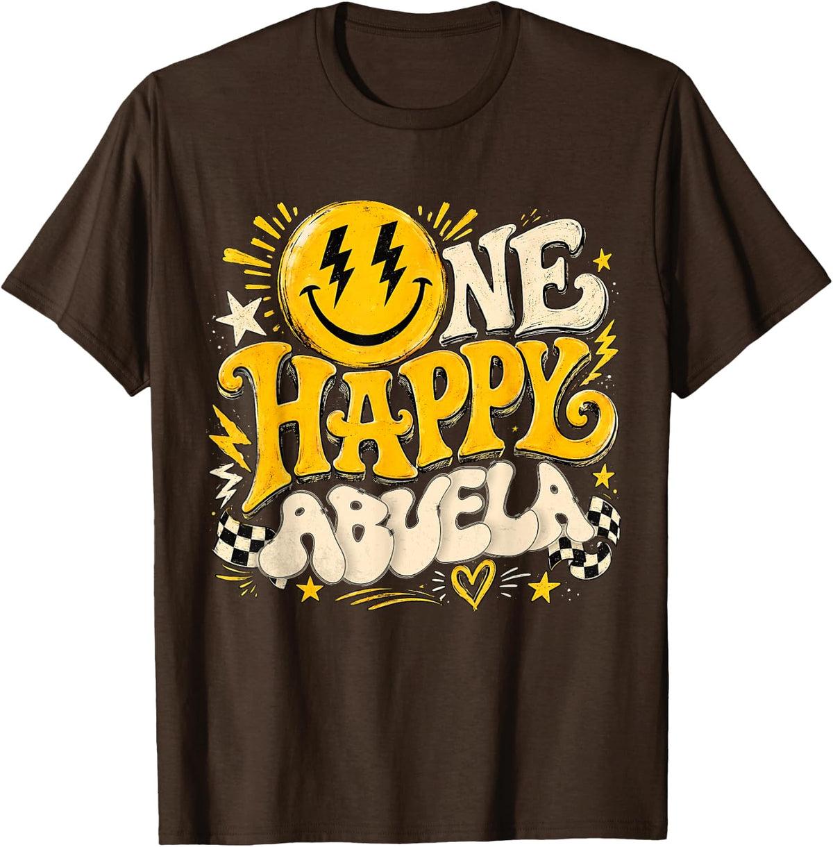 Grandma One Happy Dude Abuela First Birthday Party T-Shirt - Brown