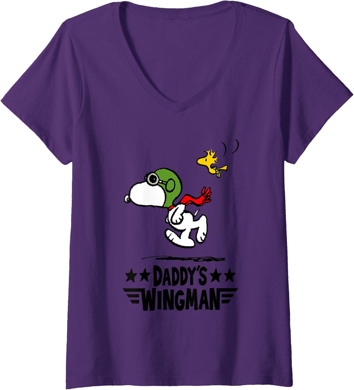 Peanuts Snoopy Daddy's Wingman V-Neck T-Shirt - Purple