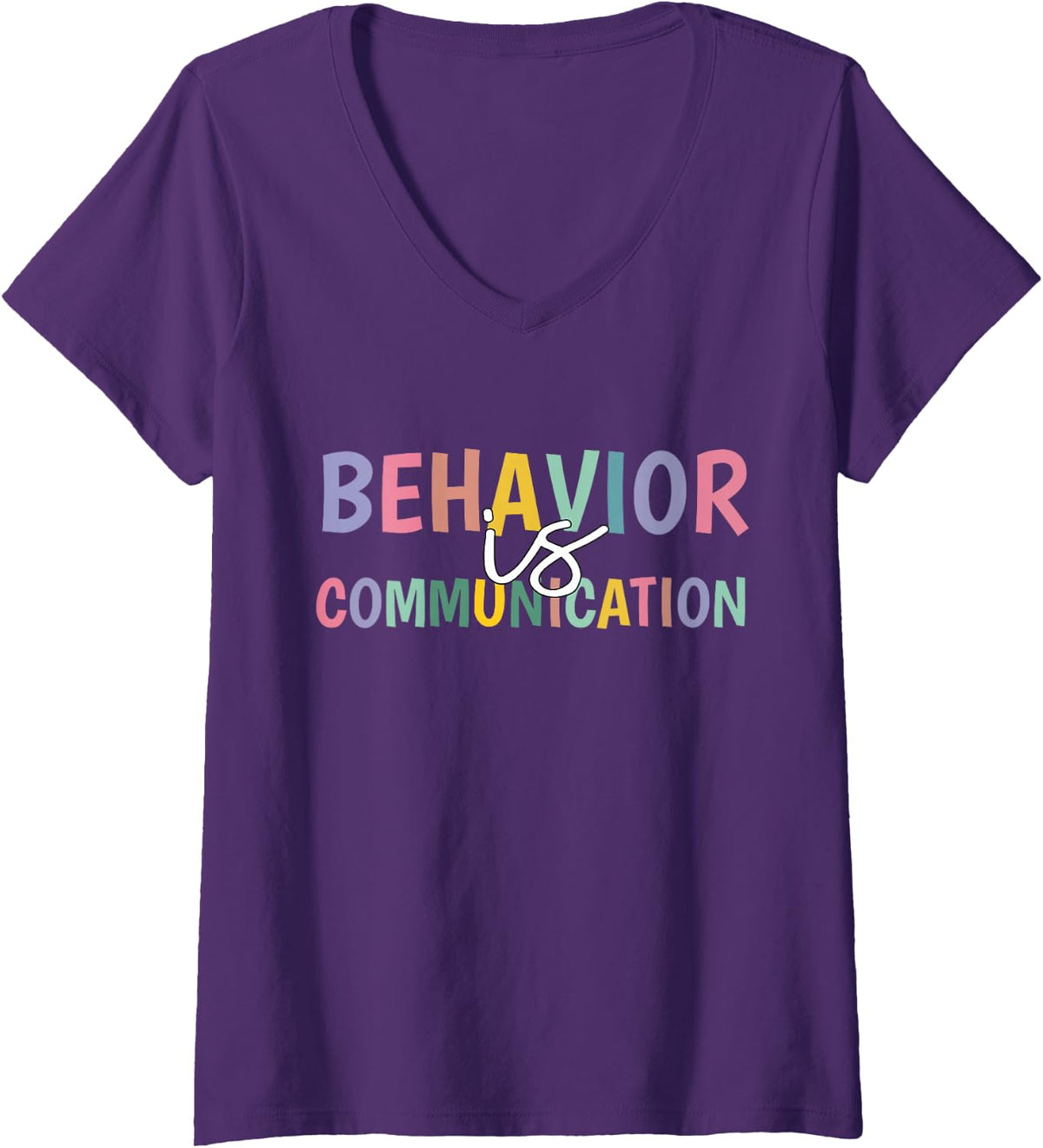 Women's Cute Behavior is Communication V-Neck T-Shirt - Purple