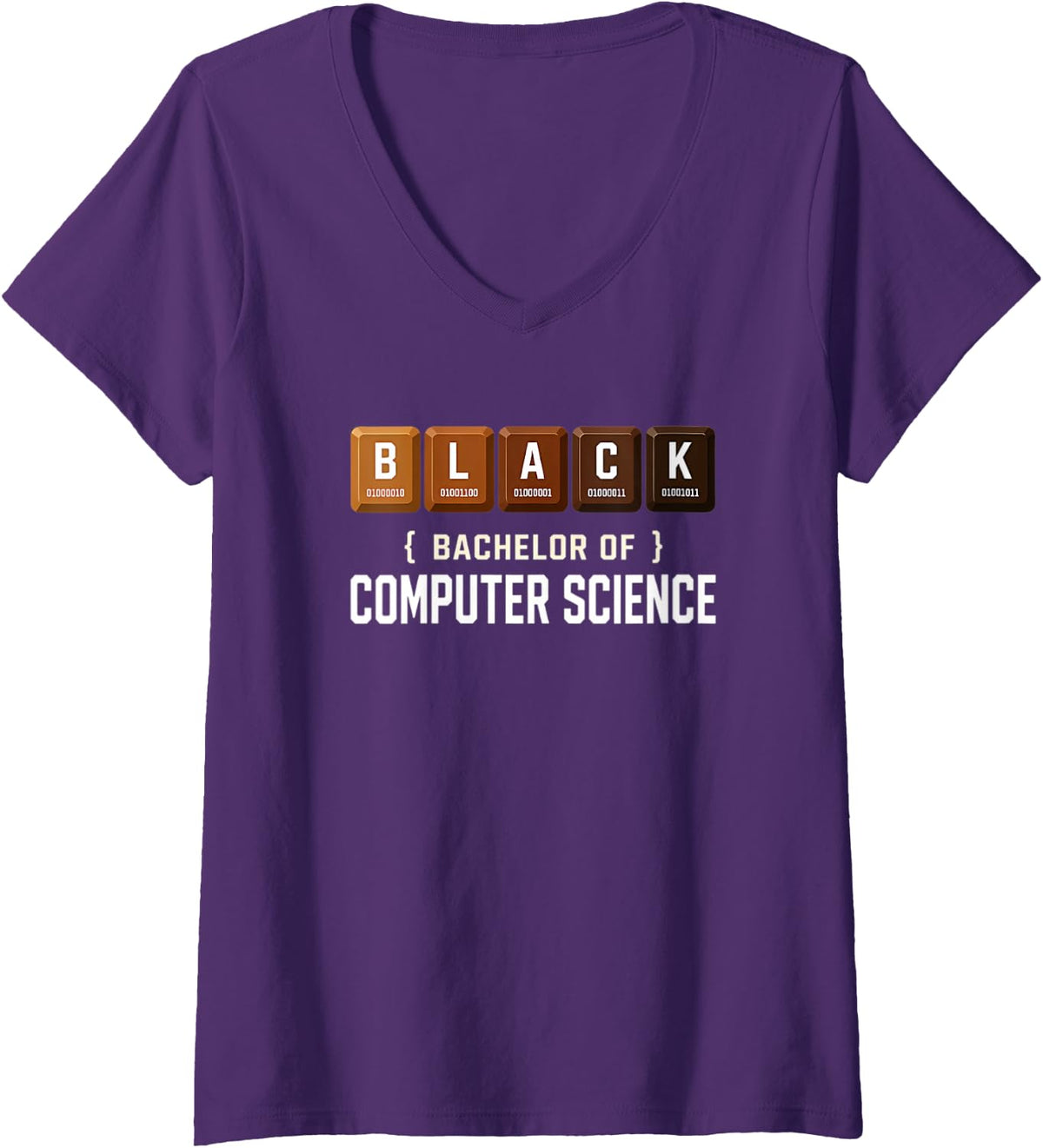 Women's Black Bachelor of Computer Science Graduate Class of 2026 V-Neck T-Shirt - Purple