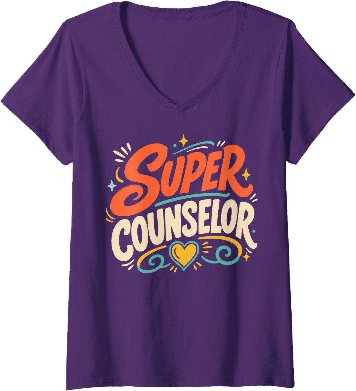 Women's School Counselor Appreciation V-Neck T-Shirt - Purple