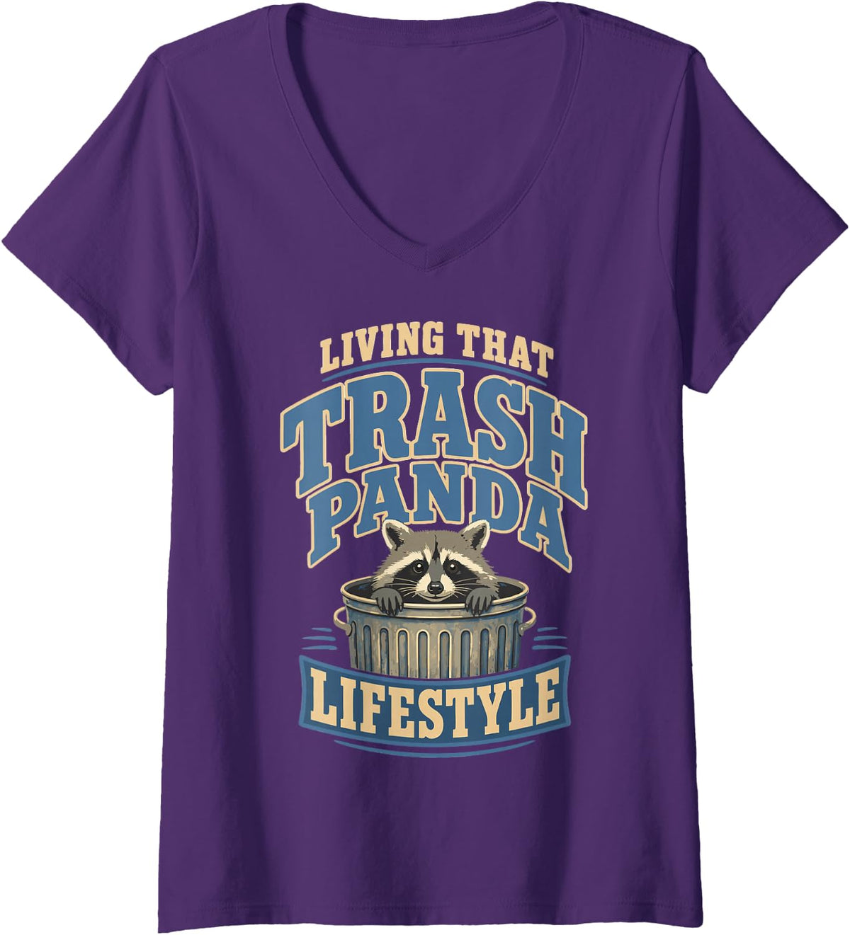 Women's Funny Trash Panda Raccoon Lover V-Neck T-Shirt - Purple