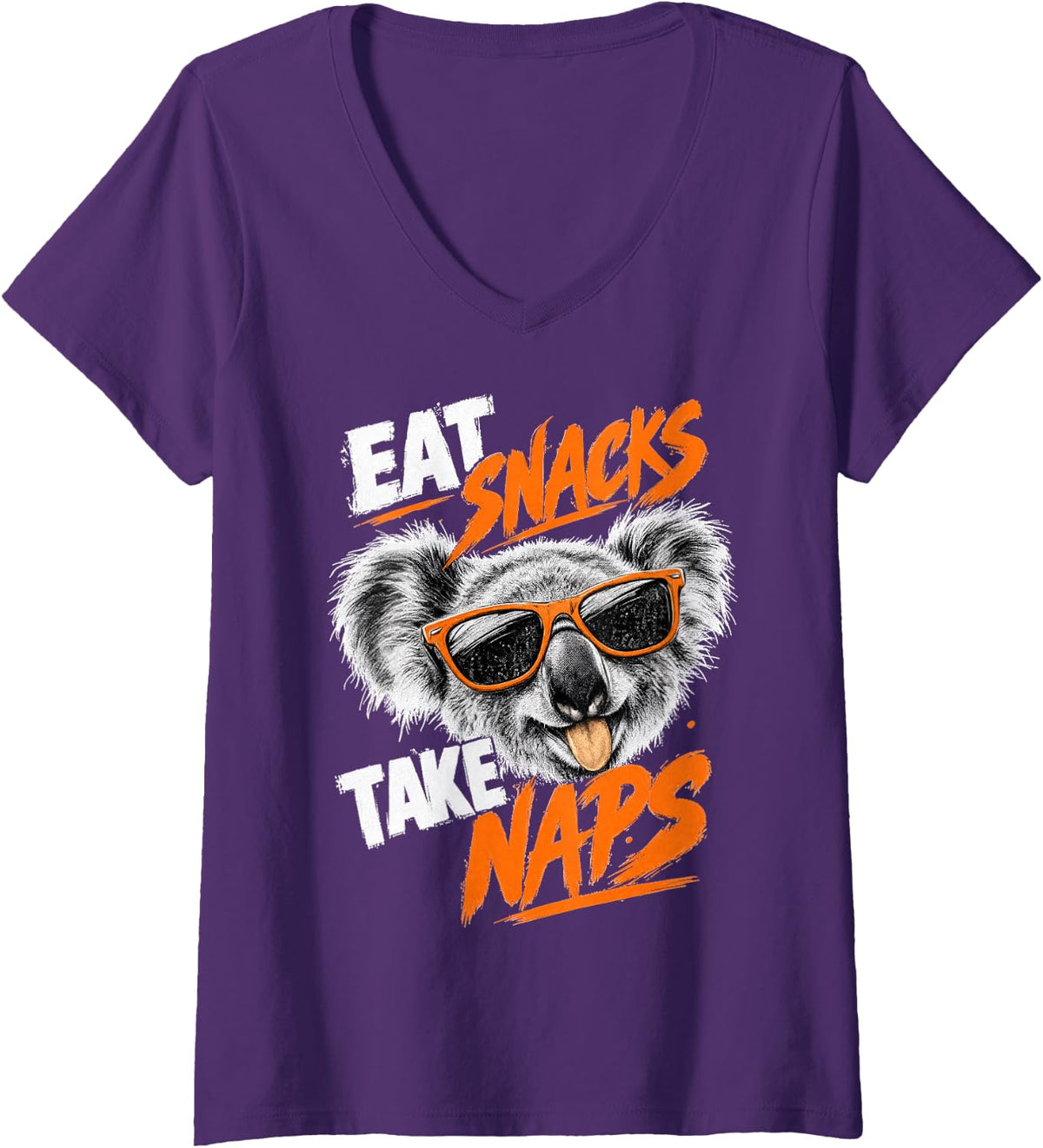 Women's Koala Humor V-Neck T-Shirt - Purple