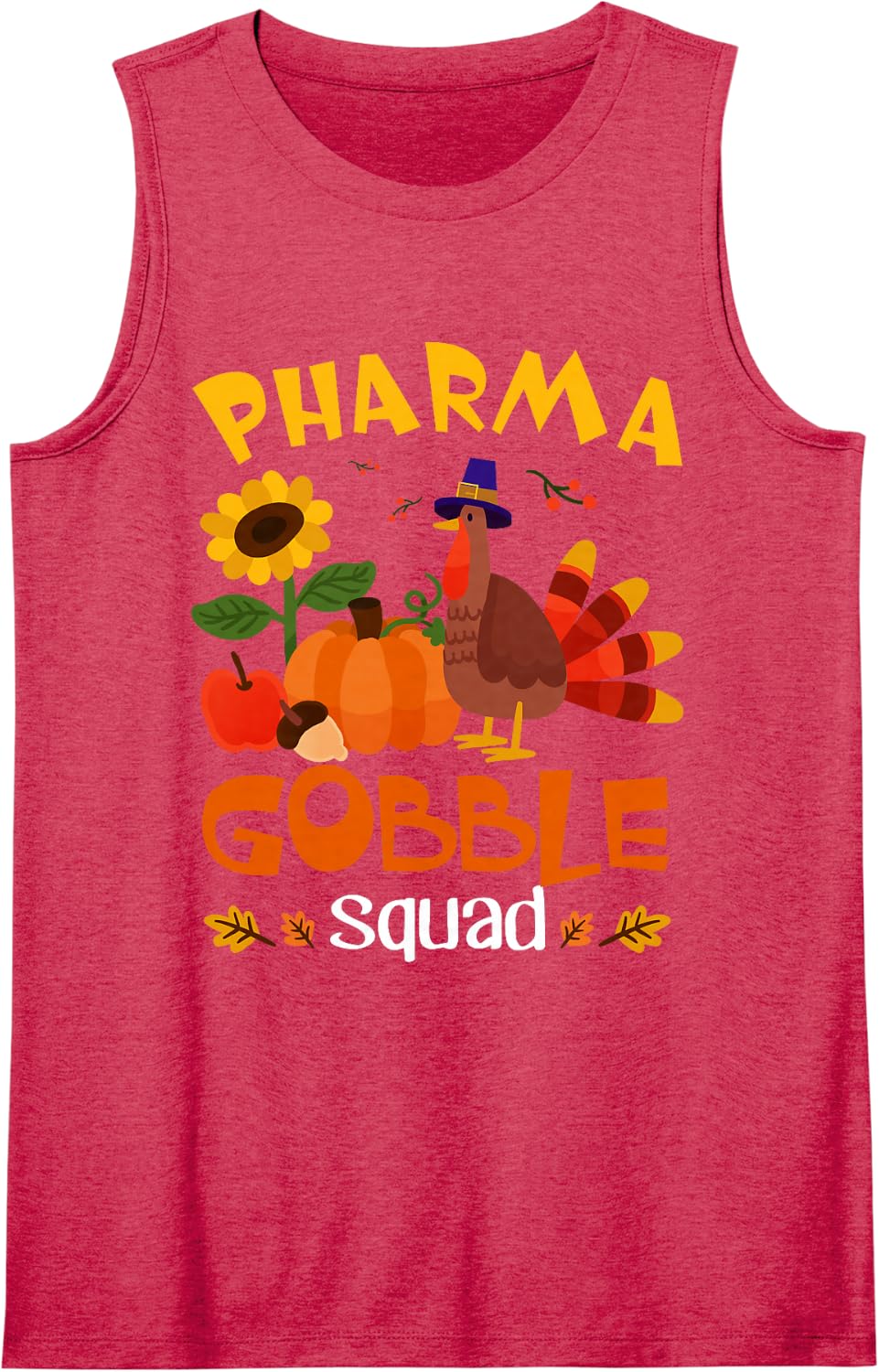 Pharma Gobble Squad Turkey Thanksgiving Sleeveless Tank Top - Red