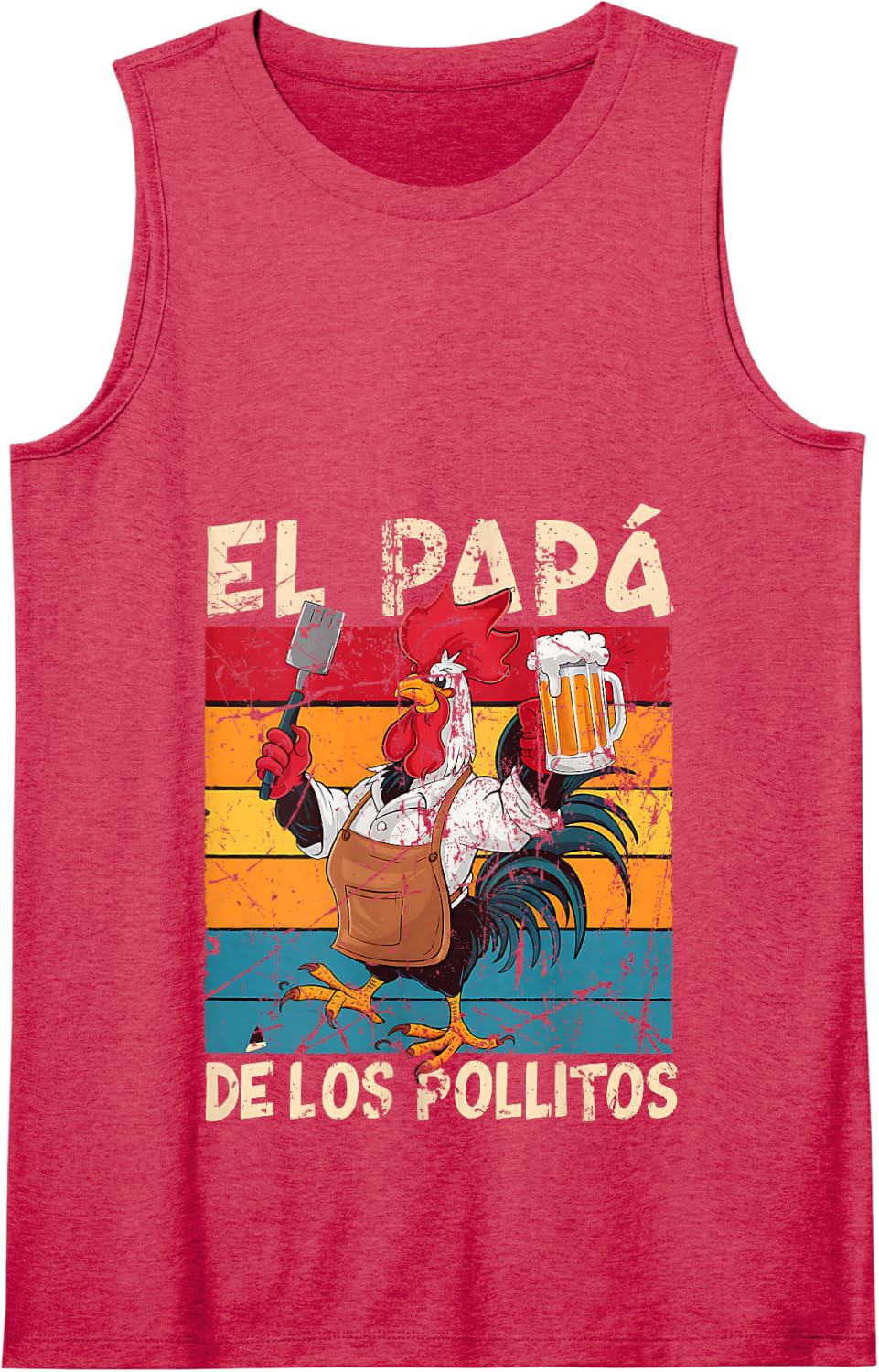 El Papa de lo pollitos funny Dia del Padre vintage Tank Top - Red