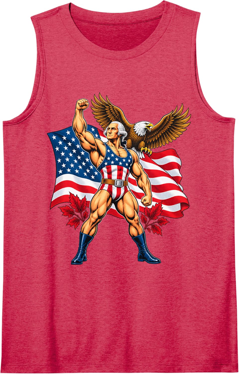 George Washington Gym Patriot Comic Poster Sleeveless Tank Top - Red