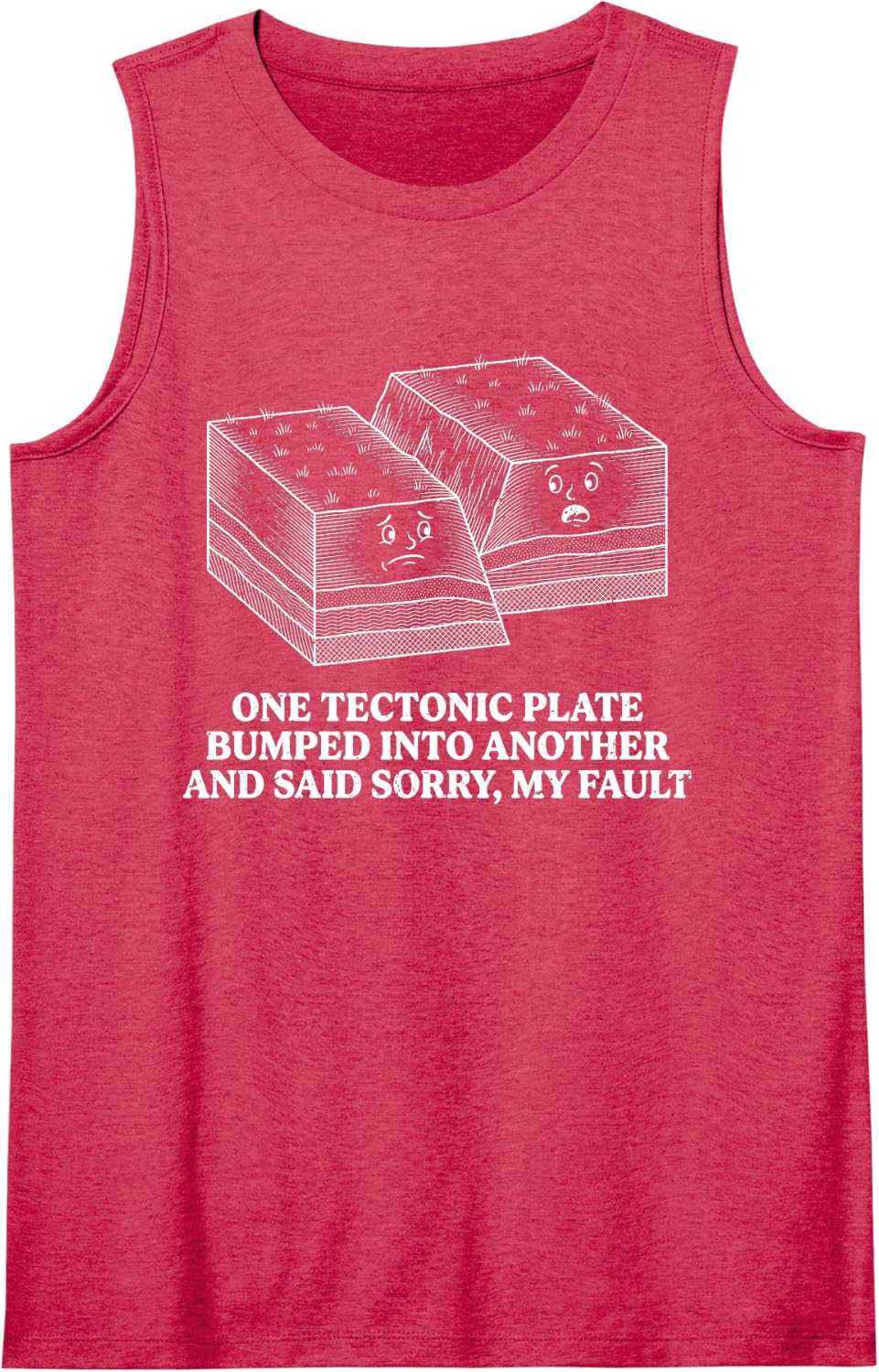 Seismologist Or Geologist Tectonic Plate Boundaries Funny Sleeveless Tank Top - Red