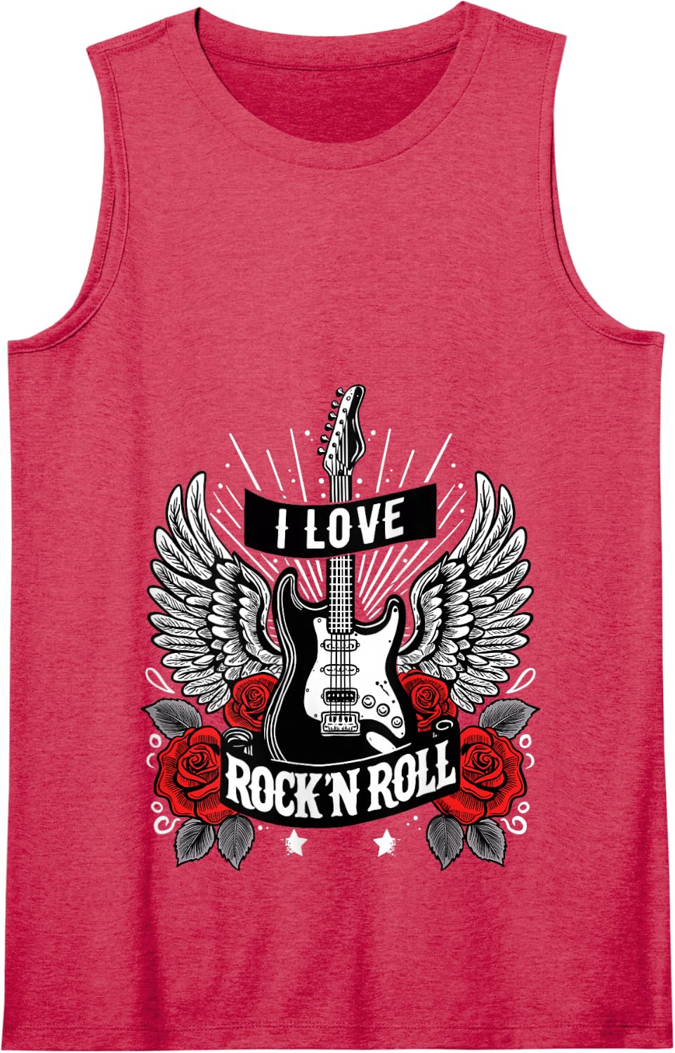 I Love Rock And Roll Retro Rock&Roll Vintage Electric Guitar Tank Top - Red