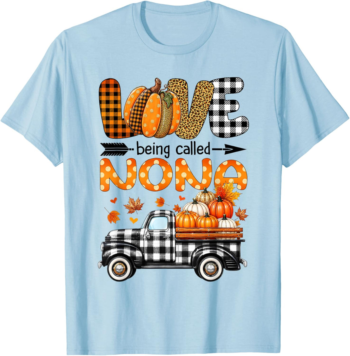 Love Being Called Nona Pumpkins Truck T-Shirt - Baby Blue