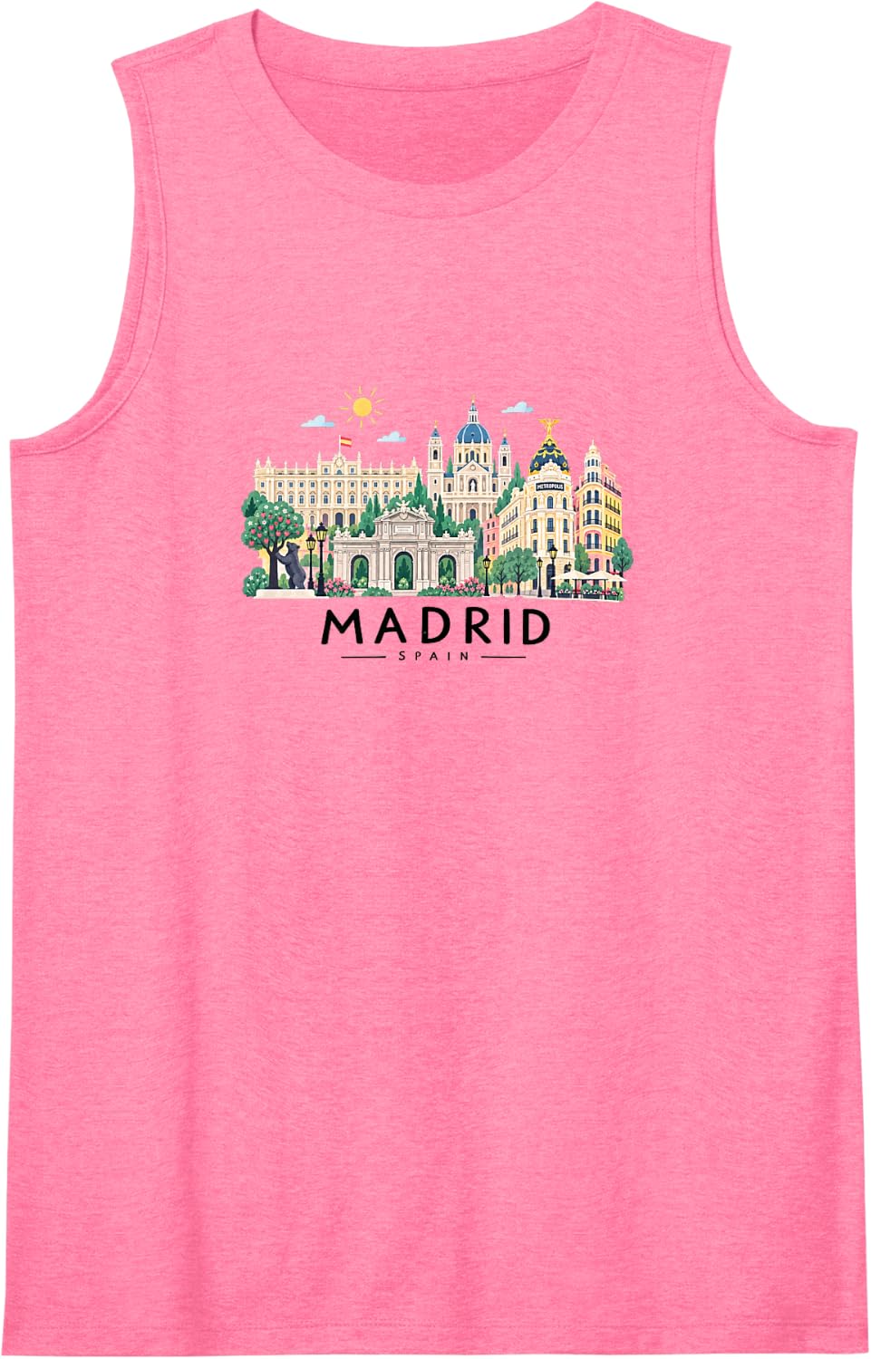 Spain Madrid Spanish Souvenir España Flag Reminder Sleeveless Tank Top - Pink