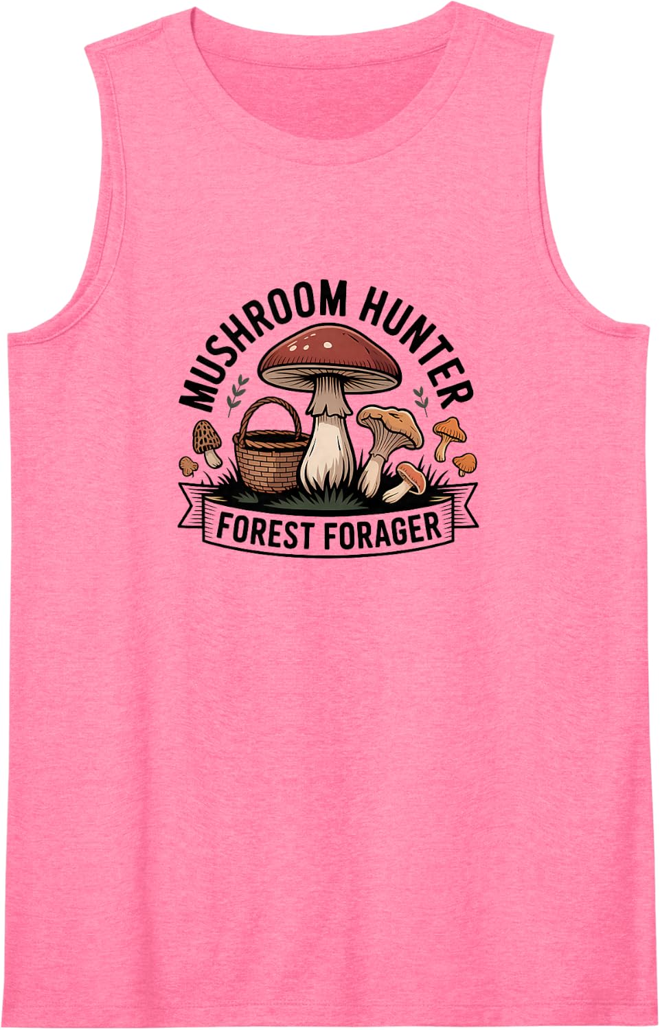 Wild Morels Mushroom Sleeveless Tank Top - Pink