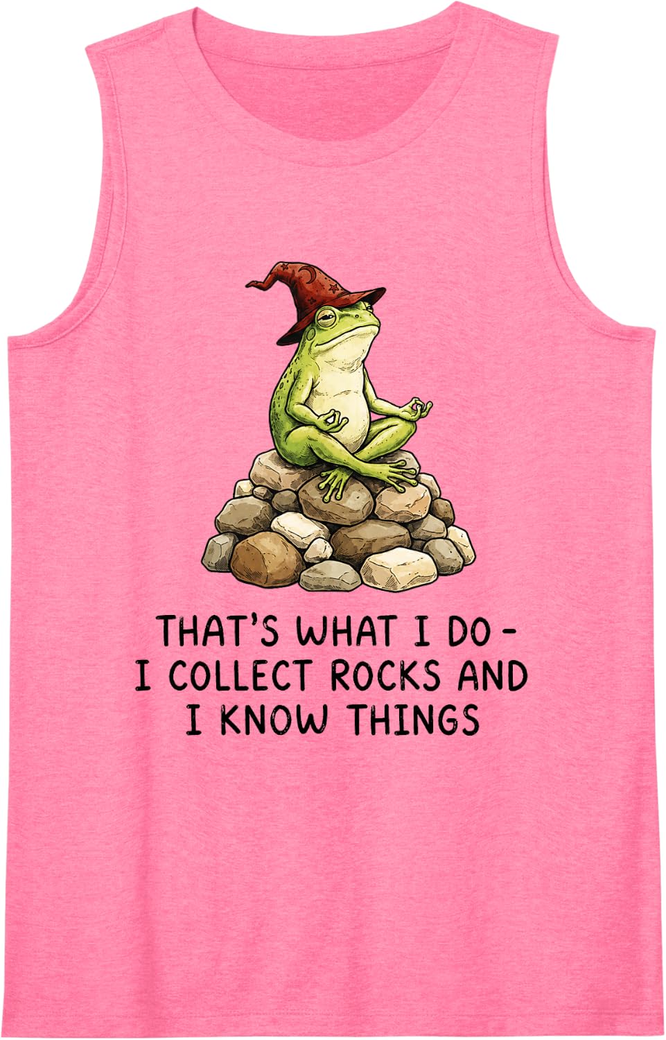 I Collect Rocks and I Know Things Funny Geology Frog Meme Sleeveless Tank Top - Pink