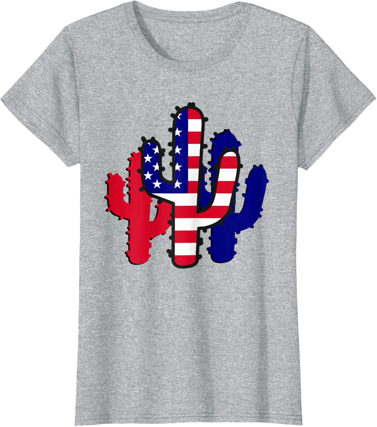 4th of July Cactus Serape Women Men T-Shirt - Heather Grey