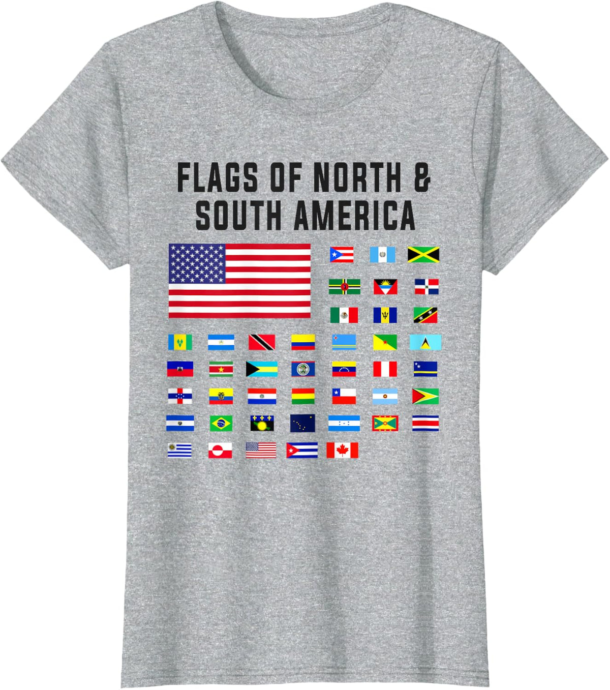 World Flag Outfit Ideas For Kids & Flags Of The Americas T-Shirt - Heather Grey