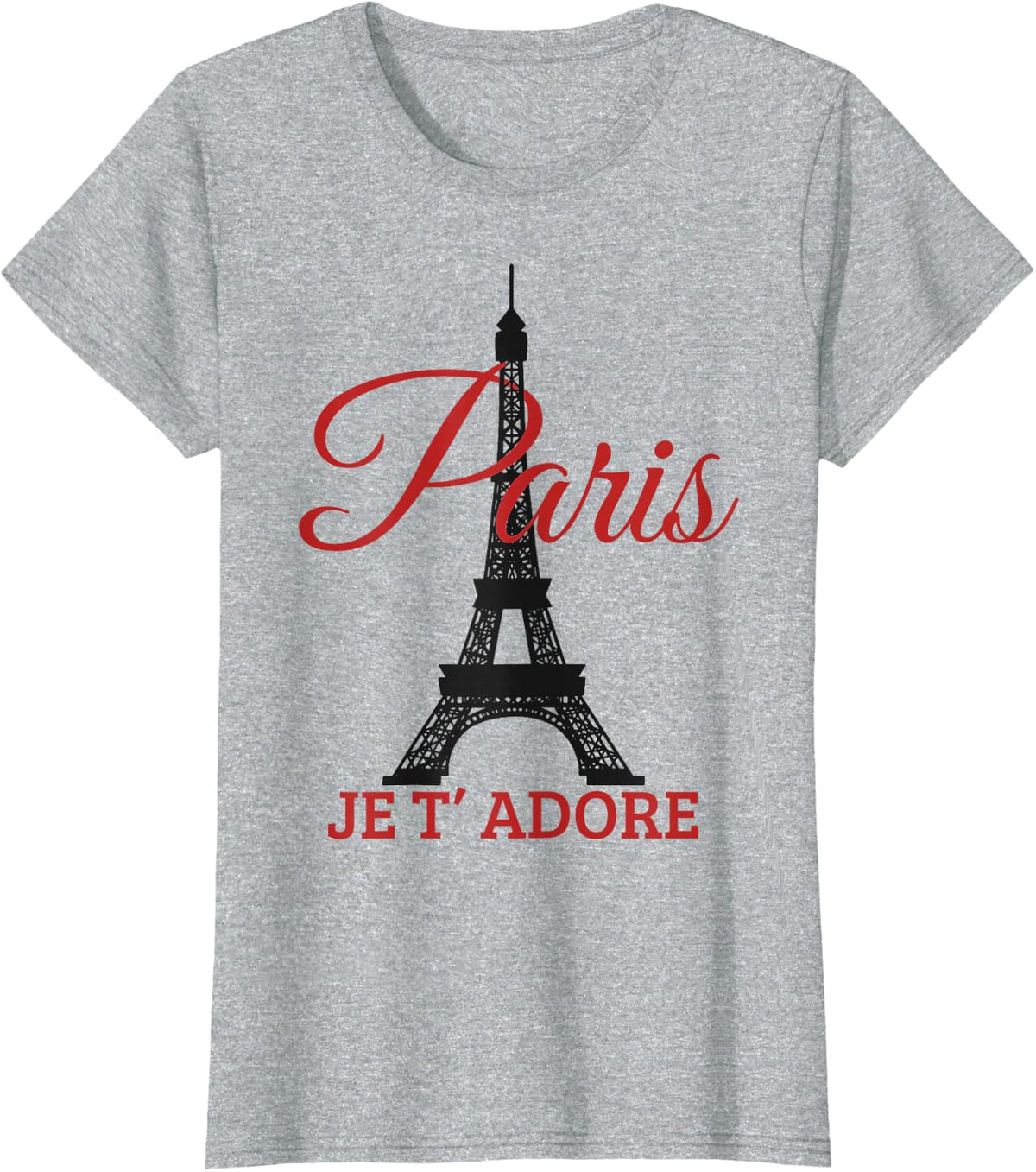 Paris Je T'adore France Eiffel Tower French Souvenir Gift T-Shirt - Heather Grey