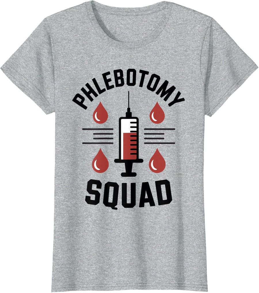 Funny Phlebotomy Squad Phlebotomist T-Shirt - Heather Grey