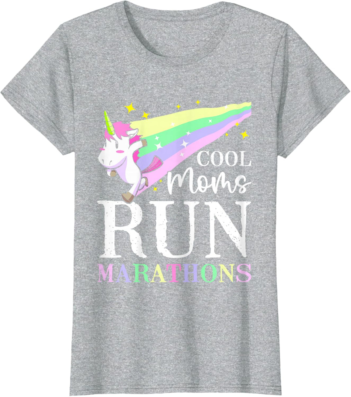 Cool Moms Run Marathons Female Runner Running Lover T-Shirt - Heather Grey
