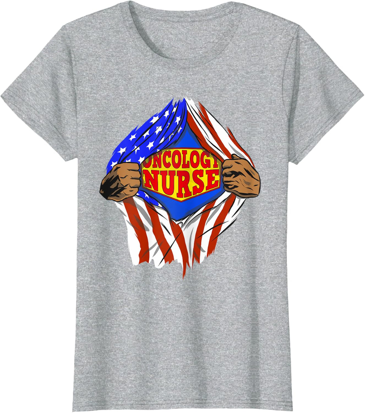 Funny Super Oncology Nurse Hero Job T-Shirt - Heather Grey
