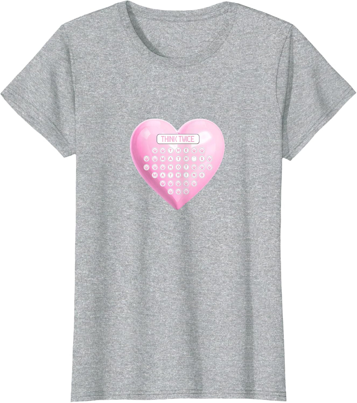 Mens Women Light Pink Heart Math Light Pink Graphic T-Shirt - Heather Grey