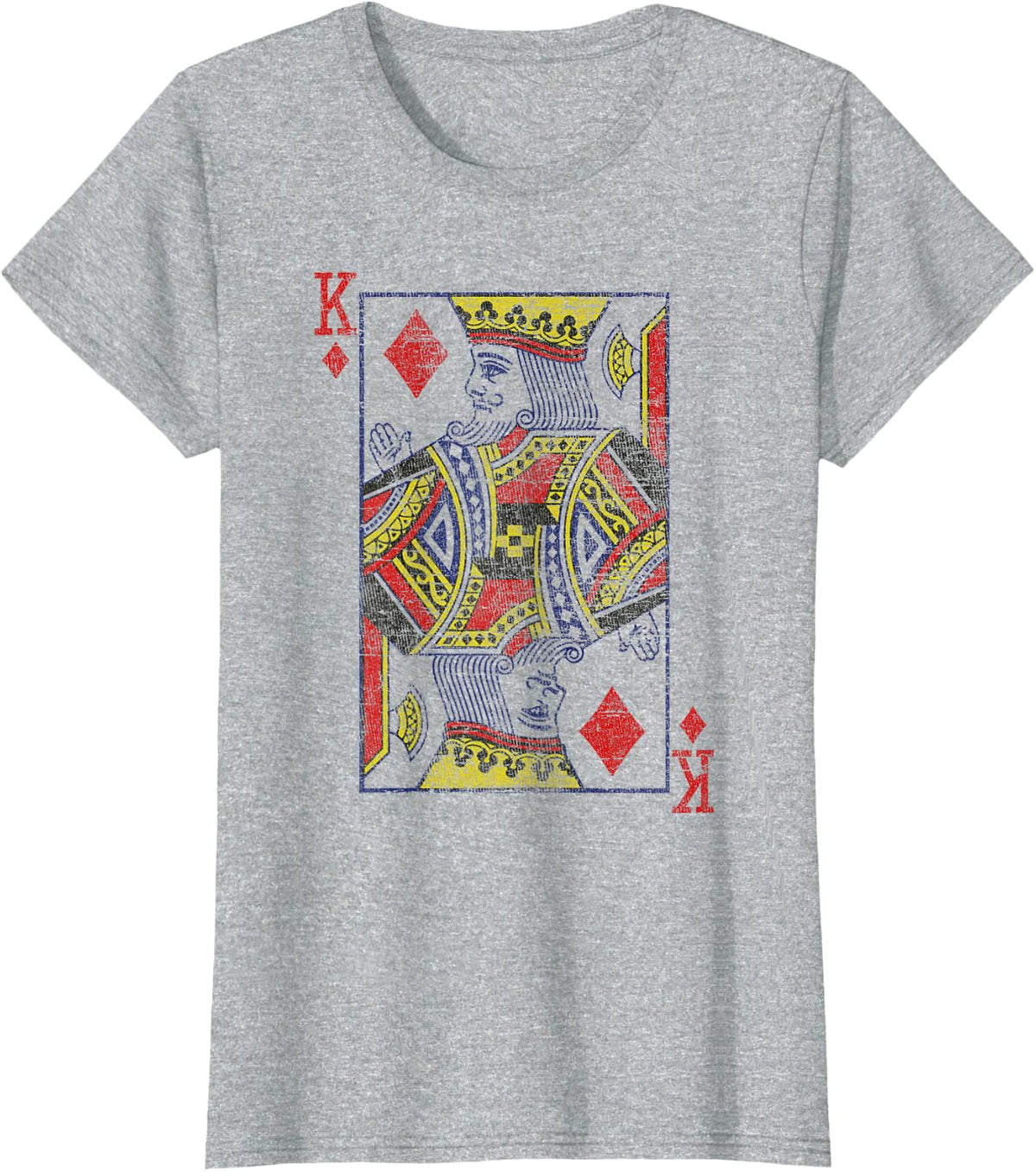 King Of Diamonds Playing Card Costume Poker Distressed T-Shirt - Heather Grey