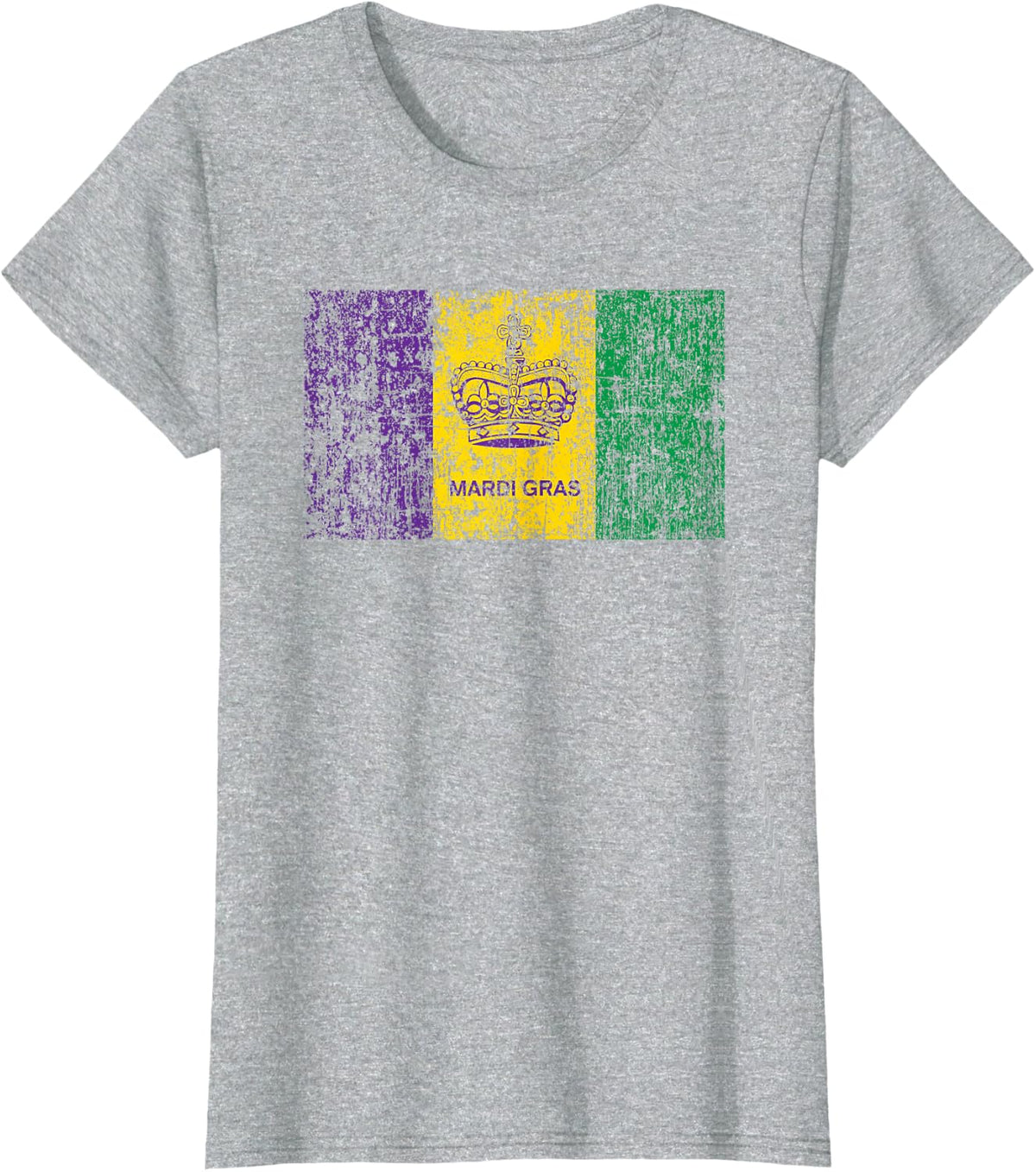 Vintage Faded Retro Classic Mardi Gras Flag T-Shirt - Heather Grey