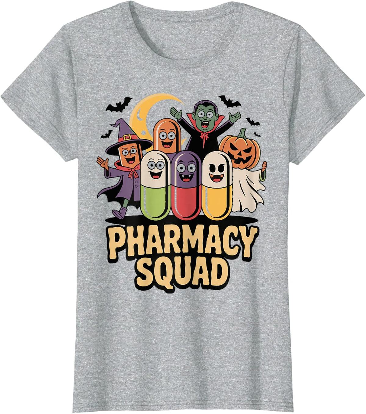 Pharmacy Squad Halloween Pills Costume Tee T-Shirt - Heather Grey