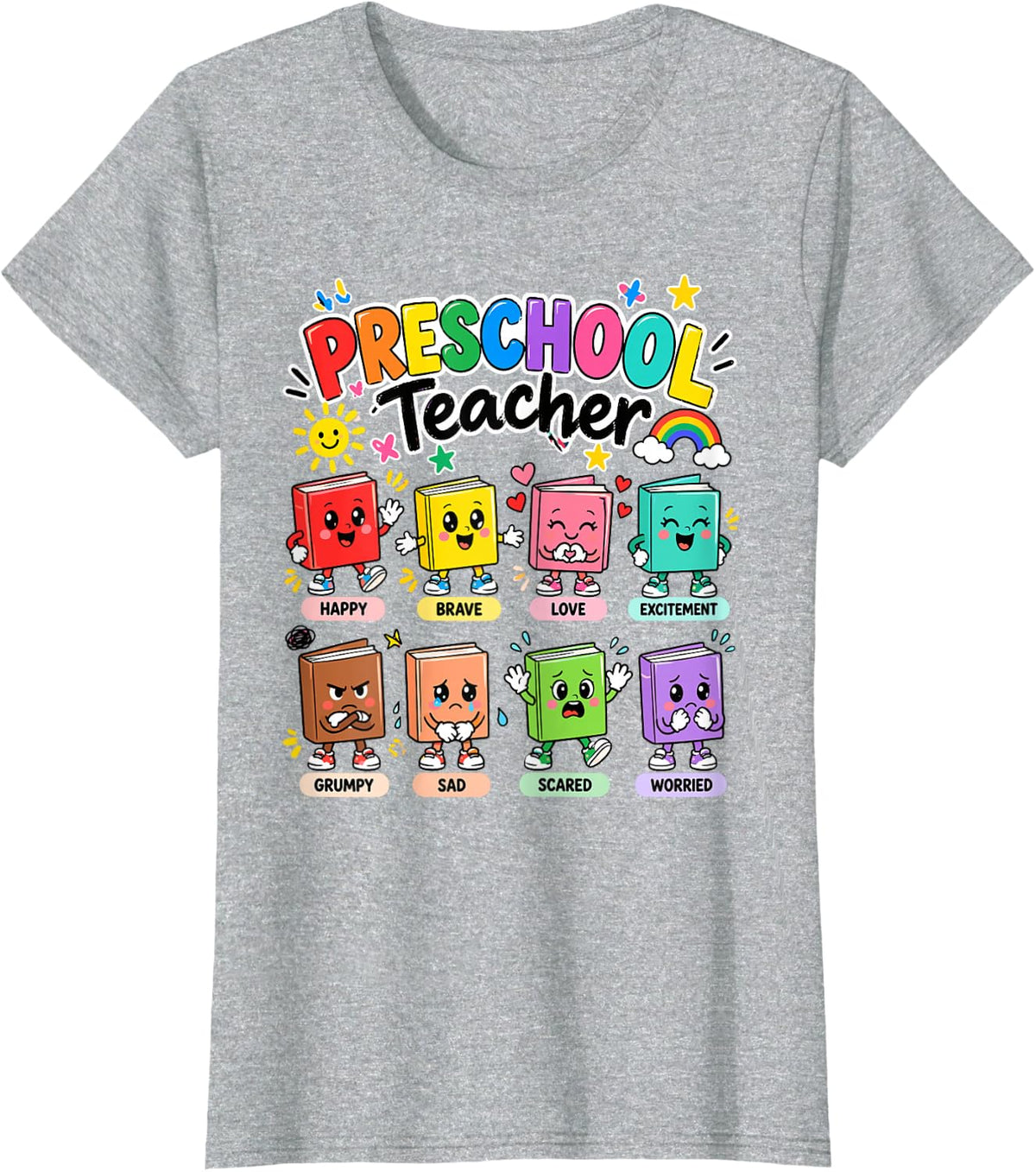 Preschool Teacher Emotions Feelings Funny Teaching Prekids T-Shirt - Heather Grey
