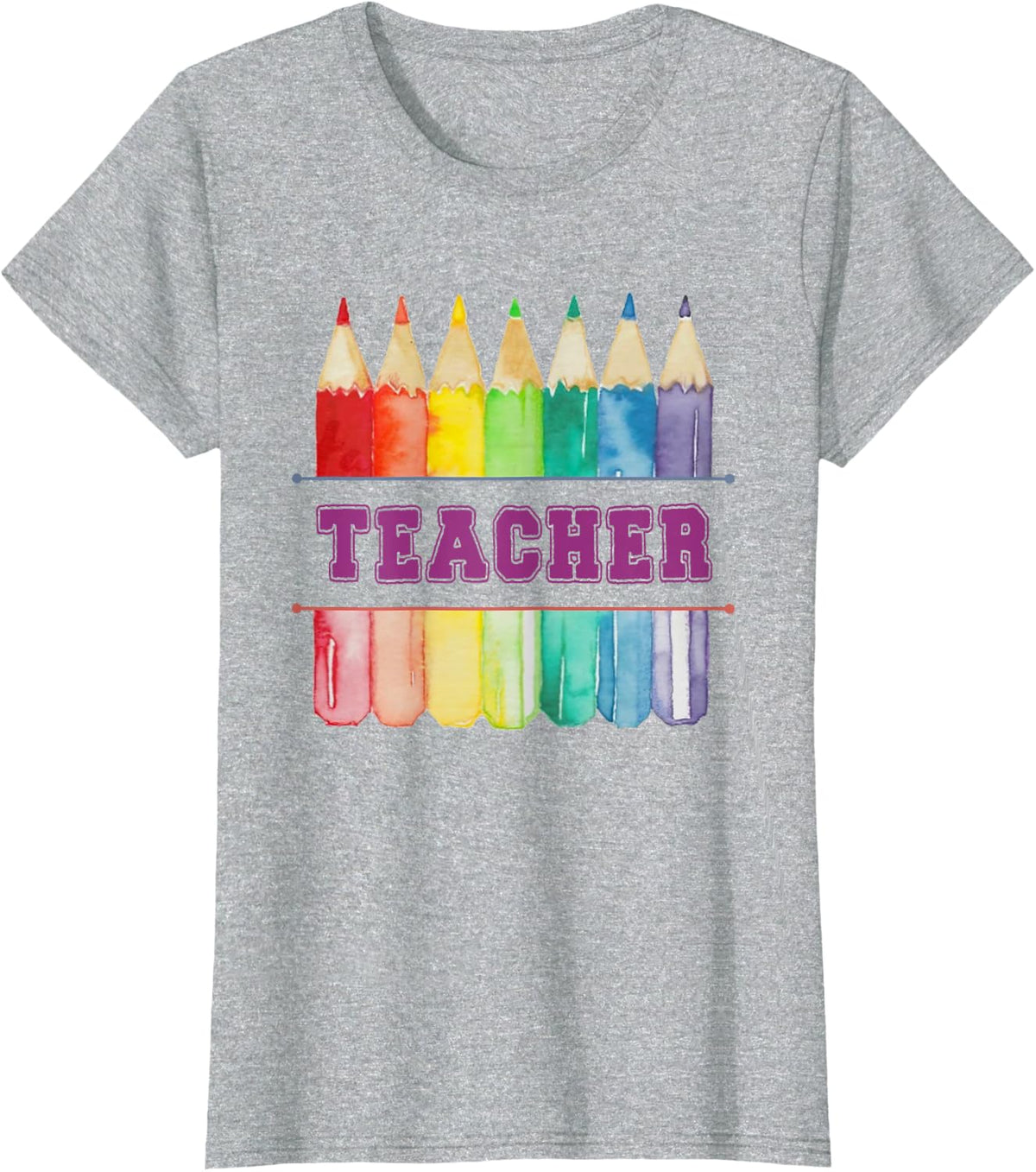 Teacher Back to School Colouring Colored Pencil Teacher T-Shirt - Heather Grey