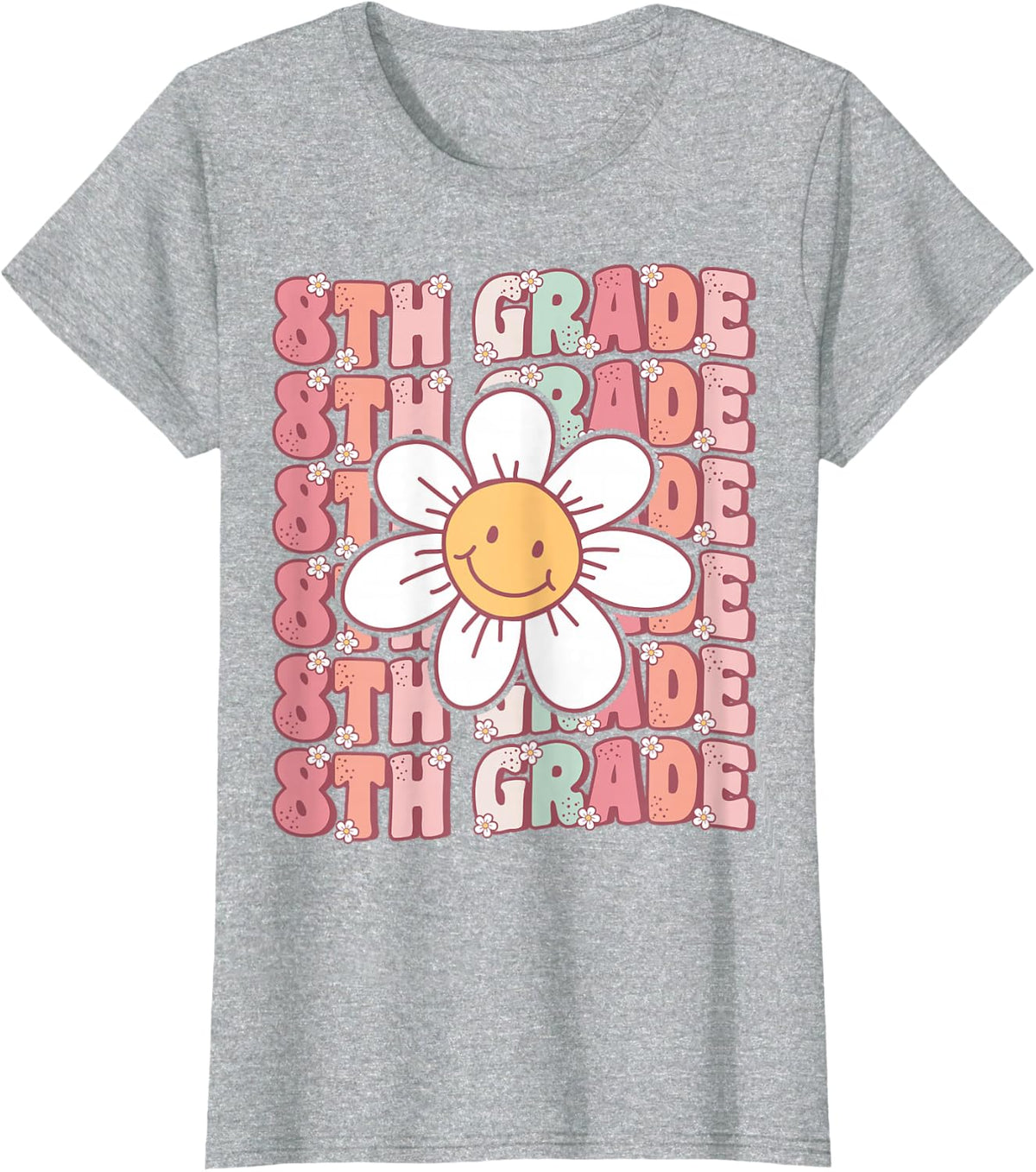 Groovy 8th Grade Back To School First Day of Eighth Grade T-Shirt - Heather Grey