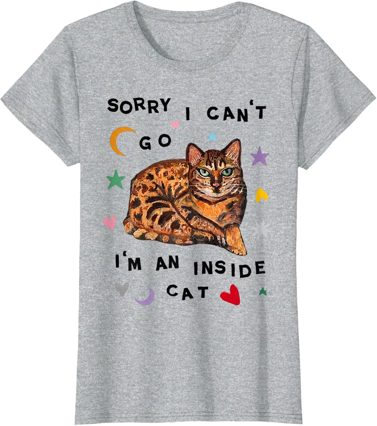 Sorry I Can’t Go I’m an Inside Cat Funny Introvert Cat T-Shirt - Heather Grey