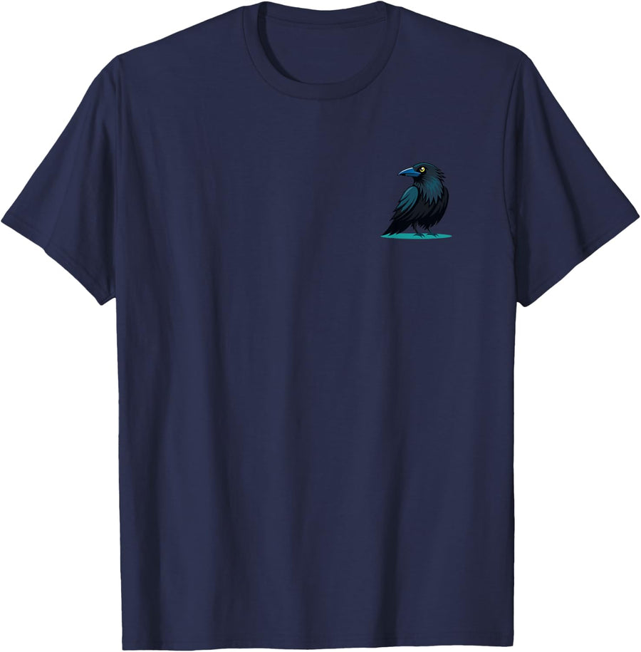 Black Crow Raven Bird in the Pocket Bird Lover Tee T-Shirt - Navy Blue