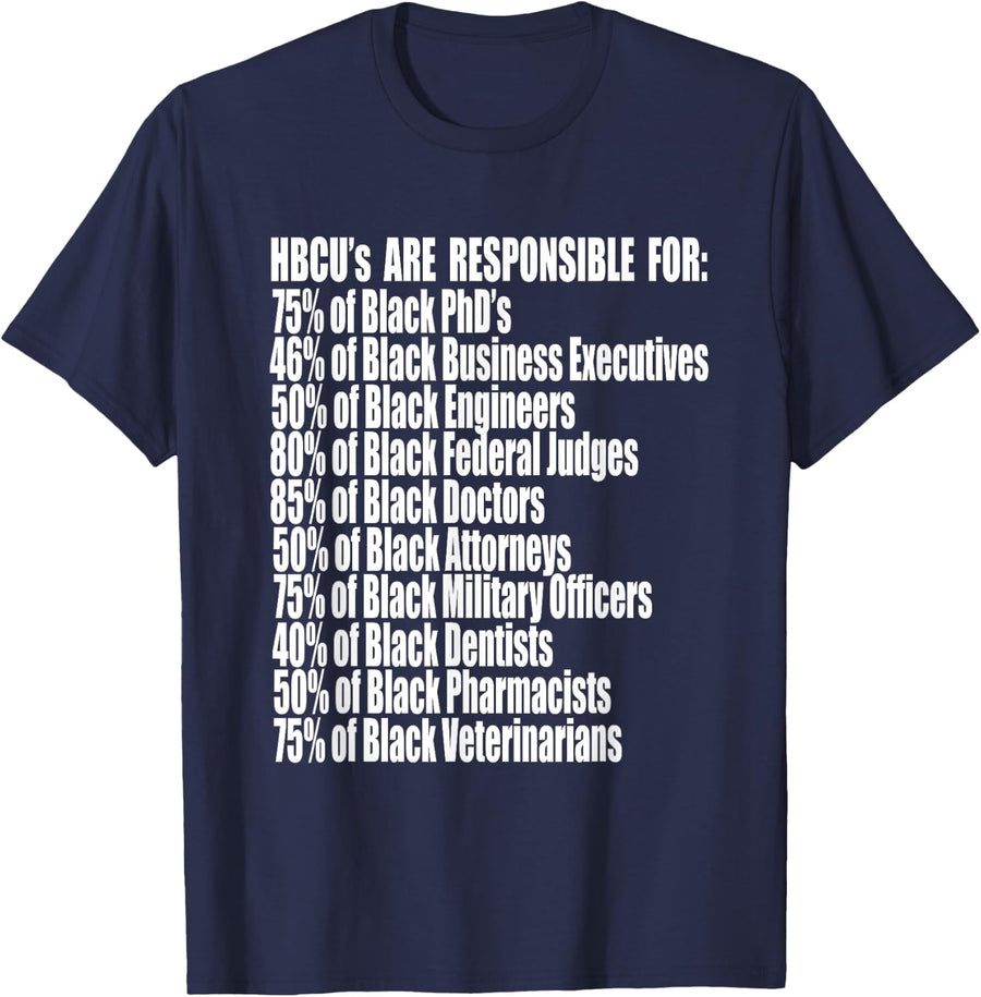 HBCU Pride Shirt HBCU Success HBCU Statistics HBCU Alums T-Shirt - Navy Blue