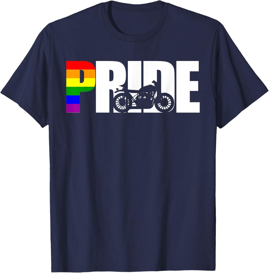 Pride, gay biker, LGBT motorcycle club, gay pride parade T-Shirt - Navy Blue