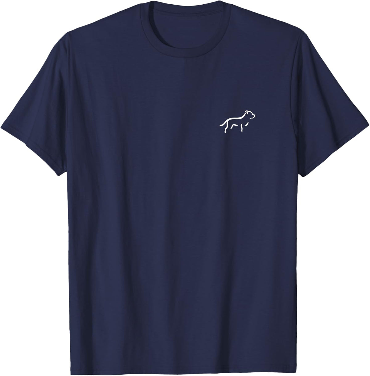 Simple Minimalist Badge Line Art Staffordshire Bull Terrier T-Shirt - Navy Blue